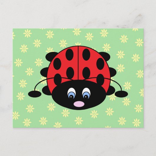 Ladybug mit Blume Postkarte (Vorderseite)