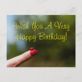 Ladybug mit Finger zum Geburtstagsgeschenk Postkarte