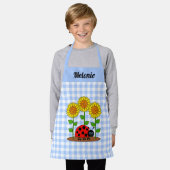 Ladybug mit Sonnenblumen Blue Gingham Monogram Schürze (Getragen)