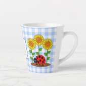 Ladybug mit Sonnenblumen Blue Gingham Monogramm Milchtasse (Rechts)