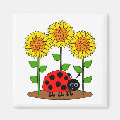 Ladybug mit Sonnenblumen Magnet (Vorne)