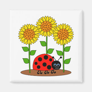 Ladybug mit Sonnenblumen Magnet