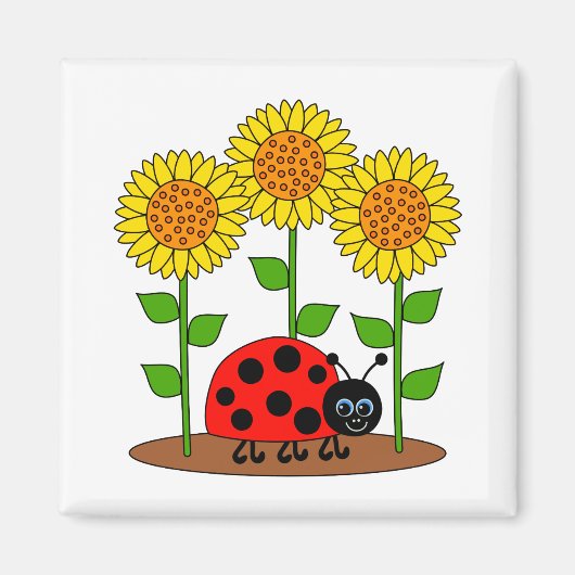 Ladybug mit Sonnenblumen Magnet (Vorne)