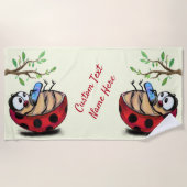 Ladybug mit Telefon Ihr Name Strand Handtuch (Vorderseite)