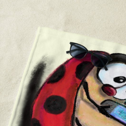 Ladybug mit Telefon Ihr Name Strand Handtuch (Beispiel)