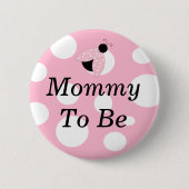 Ladybug Mommy wird pink und weiß Baby Dusche Button (Vorderseite)