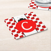 Ladybug Monogram Rechteckiger Pappuntersetzer (angewinkelt)