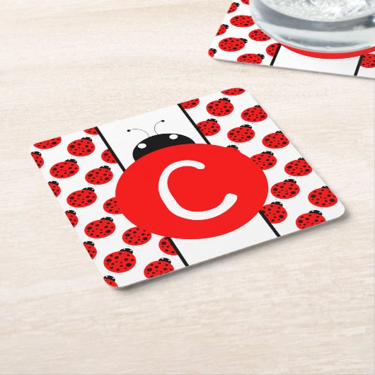 Ladybug Monogram Rechteckiger Pappuntersetzer (angewinkelt)