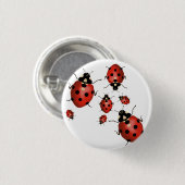 Ladybug Niedlich handGezeichnet Rot und Schwarz Button (Vorne & Hinten)