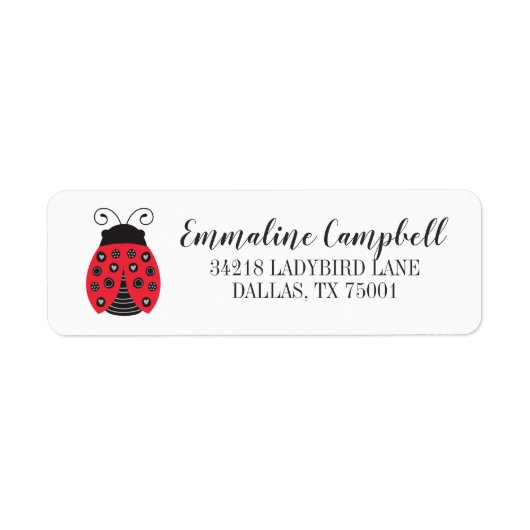 Ladybug Niedlich Red Address Label (Vorne)