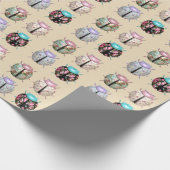 Ladybug niedliches Muster rosa blaues Packpapier (Ecke)