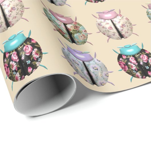 Ladybug niedliches Muster rosa blaues Packpapier (Rolleneckpunkt)