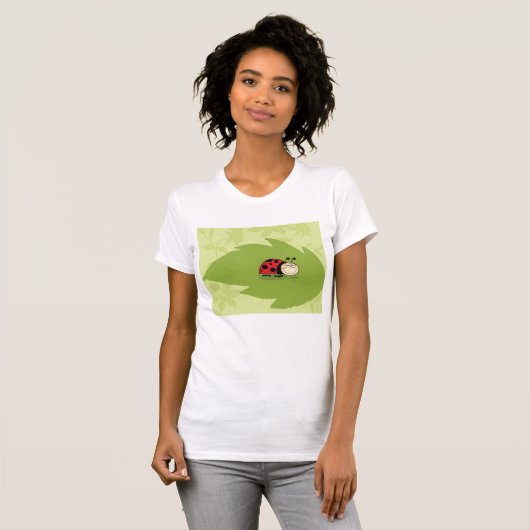 Ladybug On A Leaf Womens T-Shirt (Vorne ganz)