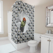 Ladybug On Dogwood Flower Nature Pattern  Duschvorhang (Beispiel)