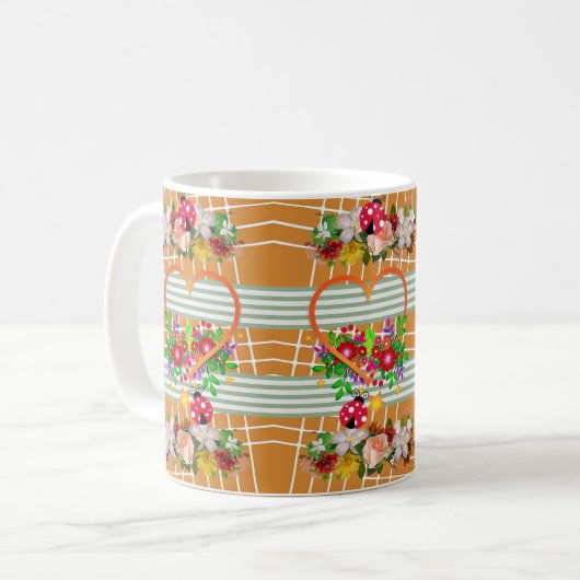 Ladybug Orange Herz Tasse (Vorderseite Links)