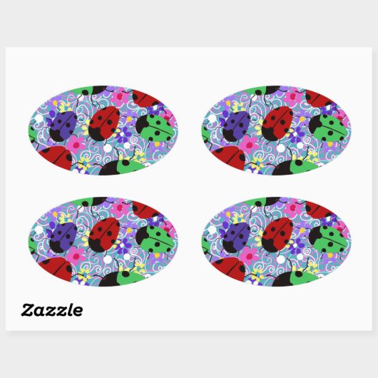 Ladybug Ovaler Aufkleber (Blatt)