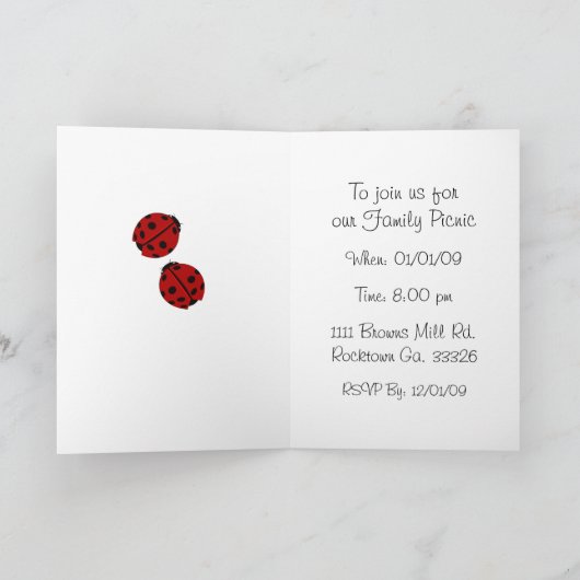 Ladybug-Party Einladung (Innenseite)