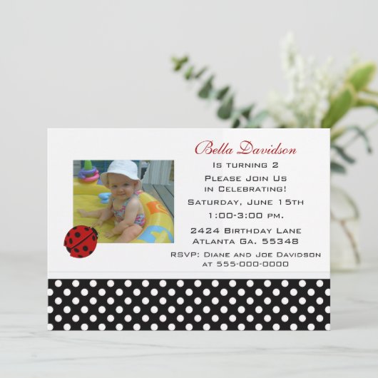 Ladybug-Party Einladung (Stehend Vorderseite)