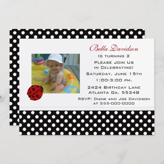 Ladybug-Party Einladung (Vorne/Hinten)