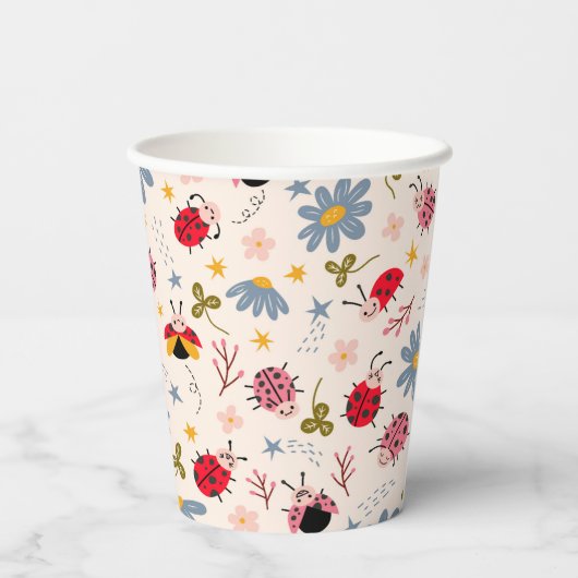 Ladybug Pattern Baby Dusche Pappbecher (Rückseite)