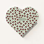Ladybug Pattern Green Gingham Monogram Heart Shape Notizblock (Rückseite)