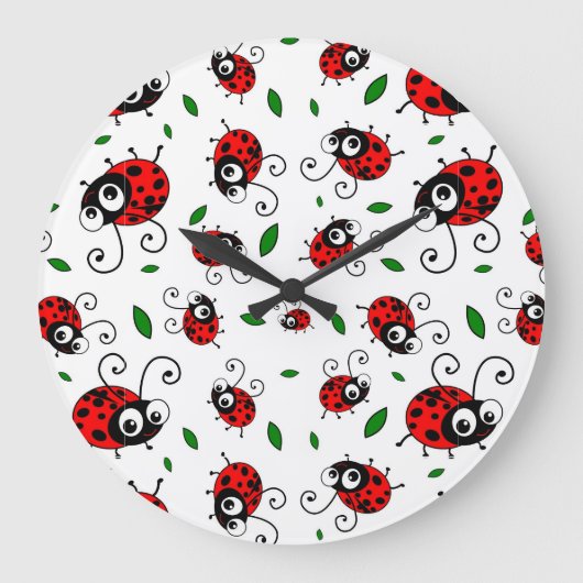 Ladybug Pattern Große Wanduhr (Vorderseite)