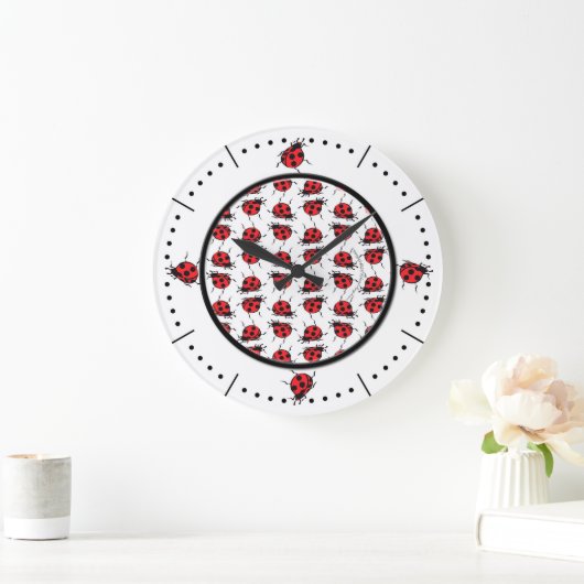 Ladybug Pattern Large Clock Große Wanduhr (Zuhause)