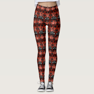 LADYBUG PATTERN LEGGINGS RED/BLACK/WEISS