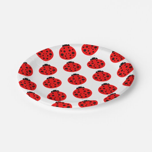 Ladybug Pattern Pappteller (Schrägansicht)