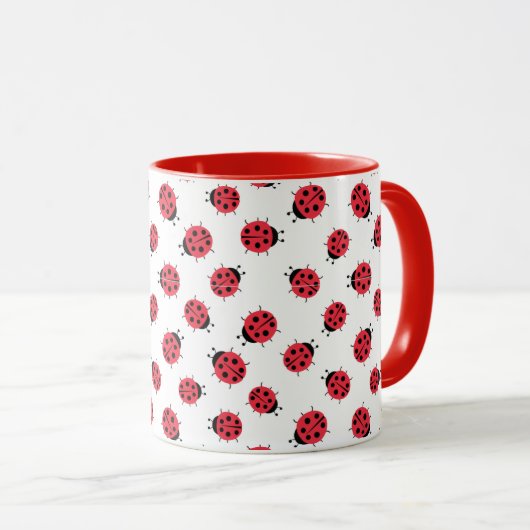 Ladybug Pattern Print Coffee Tasse (VorderseiteRechts)