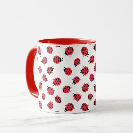 Ladybug Pattern Print Coffee Tasse (Vorderseite Links)