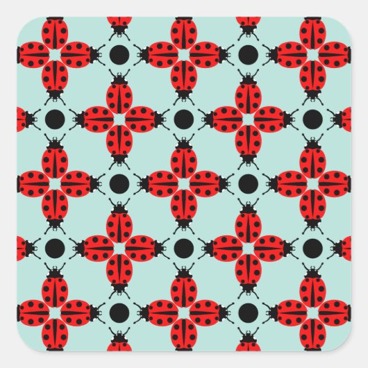 Ladybug Pattern Quadratischer Aufkleber (Vorderseite)
