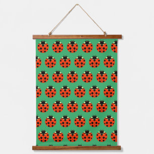 Ladybug Pattern Wandteppich Mit Holzrahmen