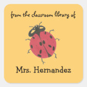 Ladybug personalized teacher gift bookplate quadratischer aufkleber (Vorderseite)