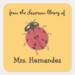 Ladybug personalized teacher gift bookplate quadratischer aufkleber