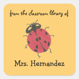 Ladybug personalized teacher gift bookplate quadratischer aufkleber