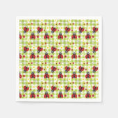 Ladybug Picnic Red Green Gingham Summer Serviette (Vorderseite)
