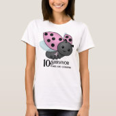 Ladybug Pink Awareness Ribbon 10 Jahre Überlebende T-Shirt (Vorderseite)