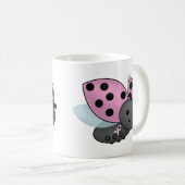 Ladybug Pink Awareness Ribbon Kaffee Tasse (VorderseiteRechts)