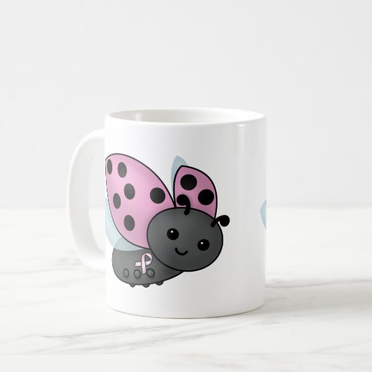 Ladybug Pink Awareness Ribbon Kaffee Tasse (Vorderseite Links)