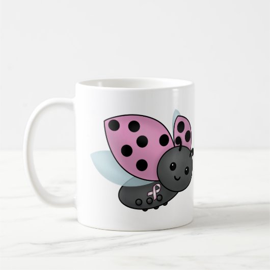 Ladybug Pink Awareness Ribbon Kaffee Tasse (Links)