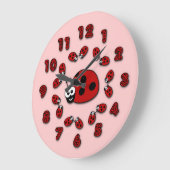 Ladybug Pink Clock Große Wanduhr (Winkel)