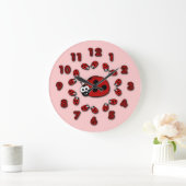 Ladybug Pink Clock Große Wanduhr (Zuhause)