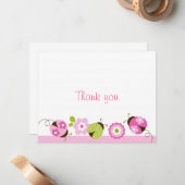 Ladybug Pink Green Blume Danke, dass ihr Karten ha (Vorderseite/Rückseite Beispiel)