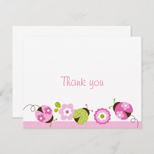 Ladybug Pink Green Blume Danke, dass ihr Karten ha (Vorne/Hinten)