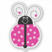 Ladybug Pink Polka Dot lächeln Whimsical Aufkleber (Vorderseite)