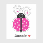 Ladybug Pink Polka Dot lächeln Whimsical Aufkleber (Blatt)
