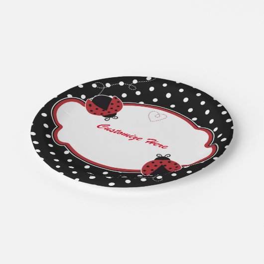Ladybug Polka Baby Dusche Party Teller (Schrägansicht)