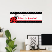 Ladybug Polka Dot Custom GeburtstagspartBanner Poster (Heimbüro)