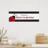 Ladybug Polka Dot Custom GeburtstagspartBanner Poster (Küche)
